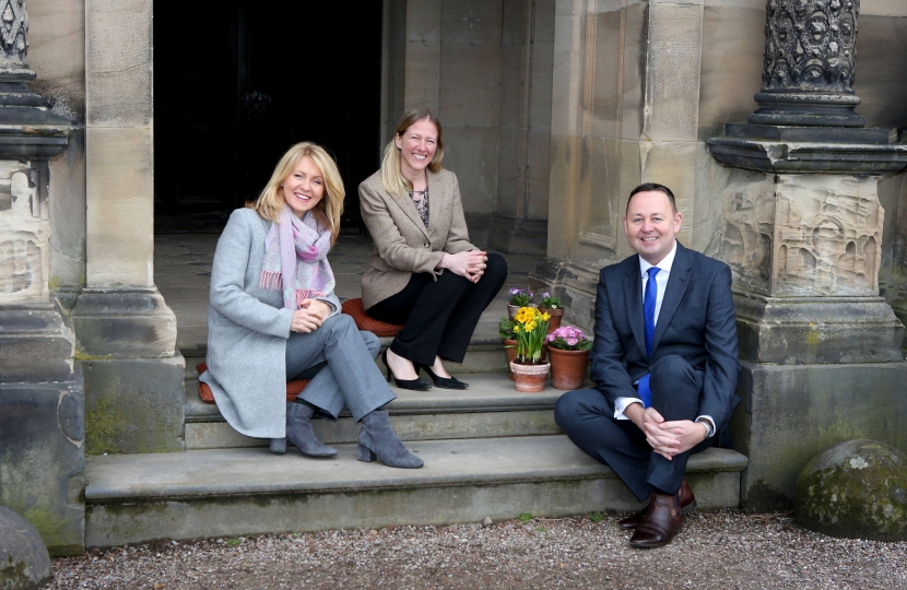 Annika Flower of Arley Hall, Mark Livesey CEO of Marketing Cheshire and Esther McVey MP