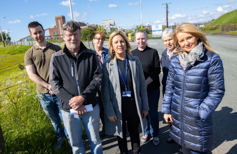 With residents outside Incinerator in Rudheath