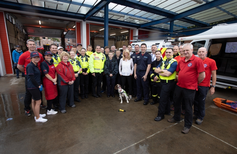 Esther with Emergency service personnel on the day