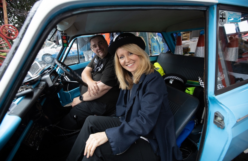 Esther and a Hillman Imp Police Car