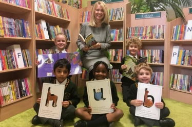 Esther meets pupils in Lacey Green School's Library