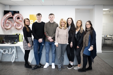 Esther with S and G Response's Head of Apprentice Programme, Emma Entwistle and their apprentices