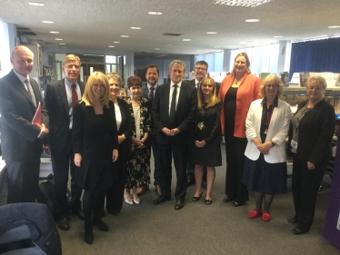 Damian Hinds with Esther, David Rutley MP, Antoinette Sandbach MP and local Headteachers