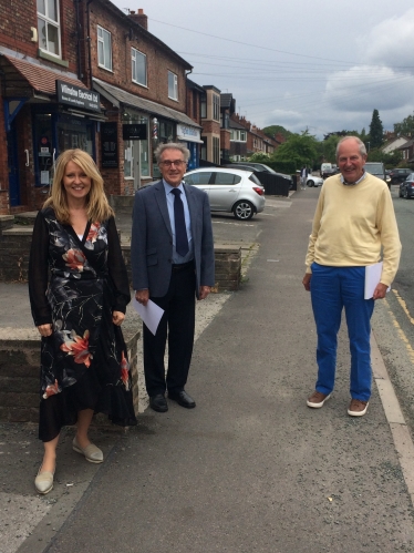 Esther McVey and Stuart Kinsey and Christopher Dobson of the Wilmslow Civic Trust