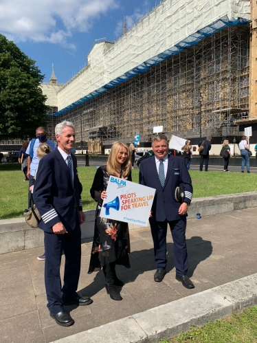 Esther in Westminster with Tatton residents who work as pilots