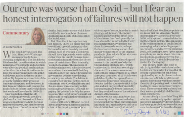 Esther McVey's article in the Daily Telegraph